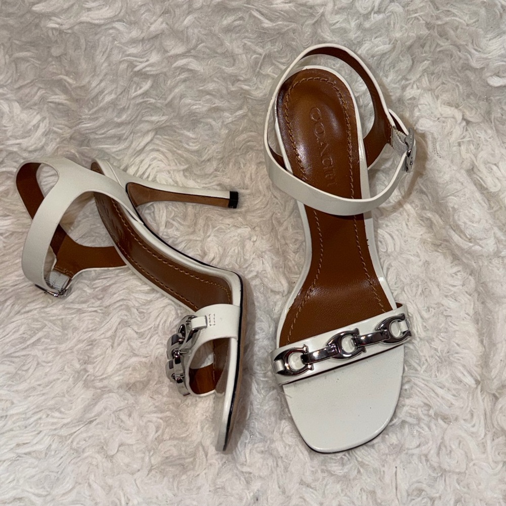 Coach "Bonnie" Slingback Patent Leather White Heeled Sandal sz 8 - Picture 8 of 14